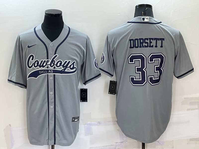 Men's Dallas Cowboys #33 Tony Dorsett Grey Cool Base Stitched Baseball Jersey